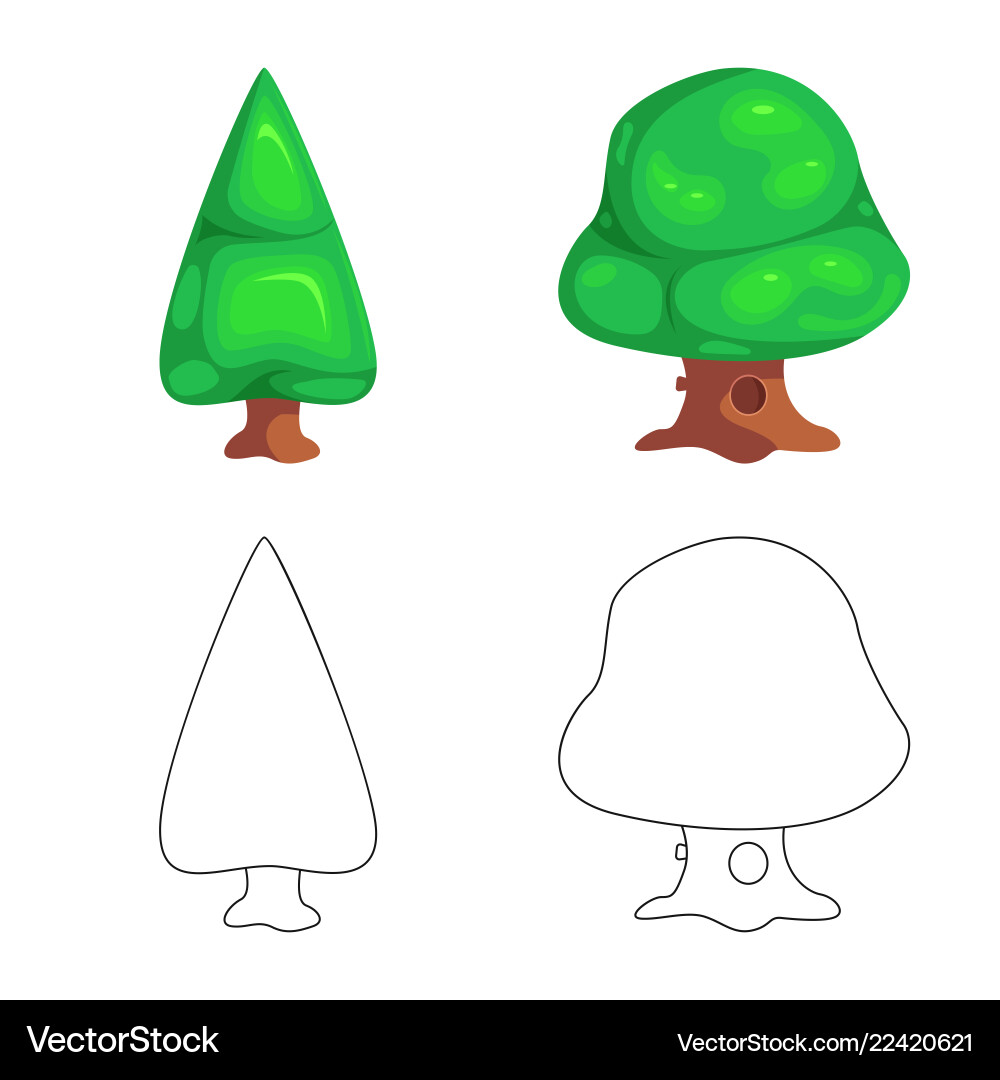 Isolated object of tree and nature sign set vector image
