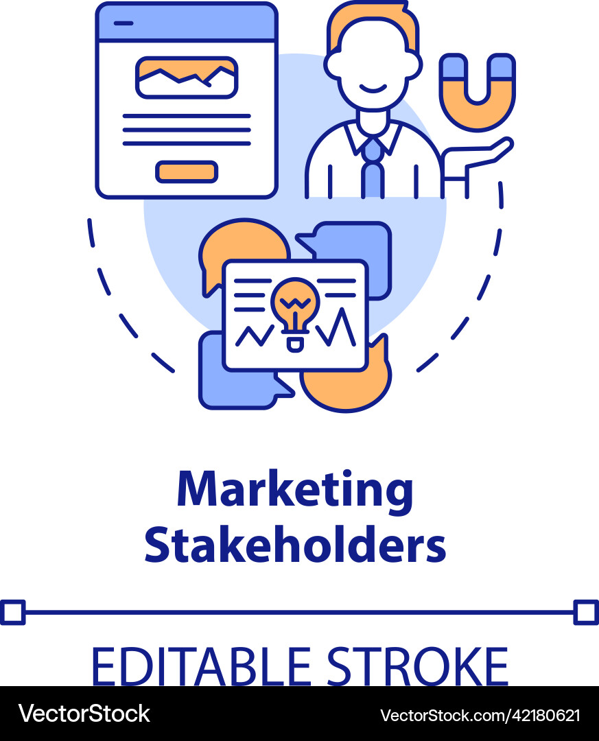 Konzept-Ikone der Marketing-Stakeholder Konzept-Ikone der Marketing-Stakeholder vektorbild