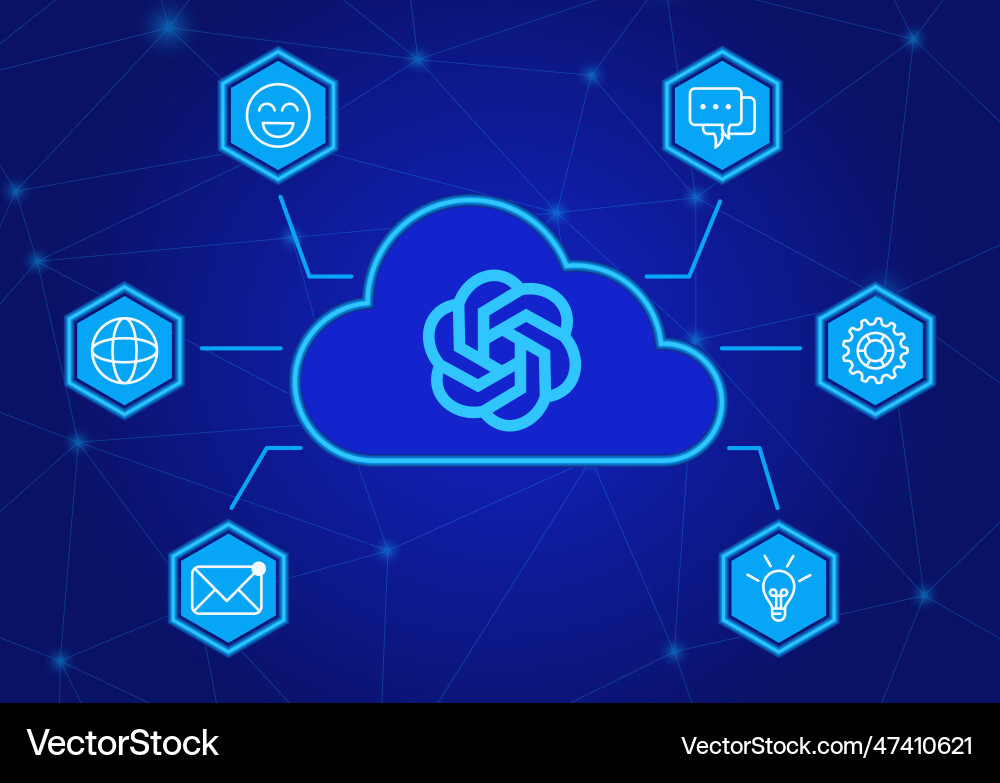 Logo artificial intelligence chat gpt in cloud vector image