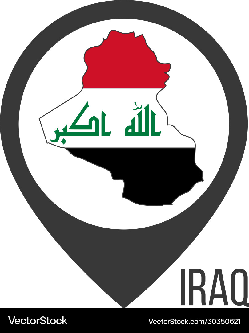 Map pointers with contry iraq flag stock Map pointers with contry iraq flag stock Vector Image