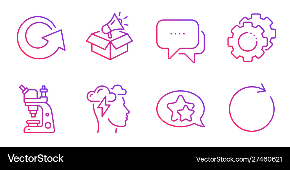 Microscope reload and message icons set Microscope reload and message icons set vector image