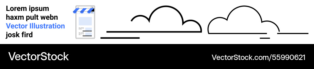 Minimalist clouds and text elements with movie Minimalist clouds and text elements with movie vector image