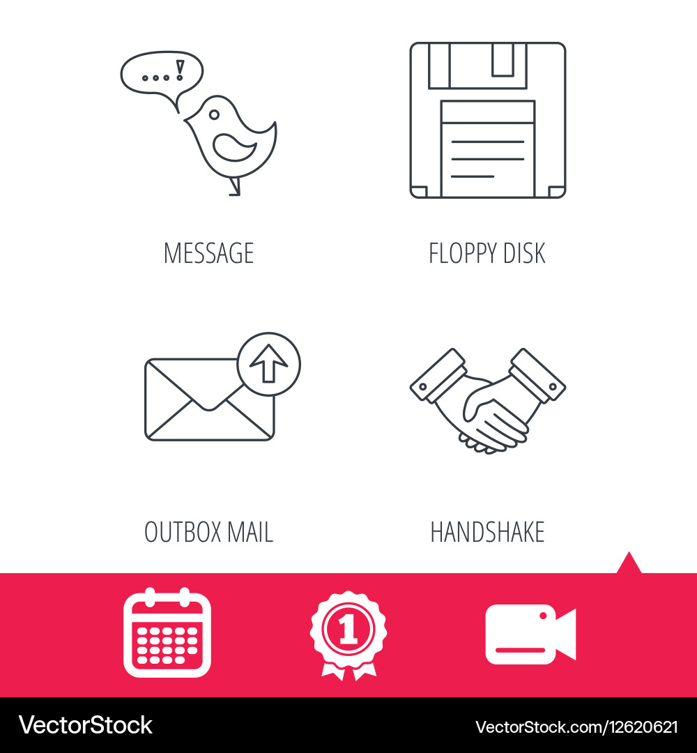 Outbox mail message and handshake icons vector image