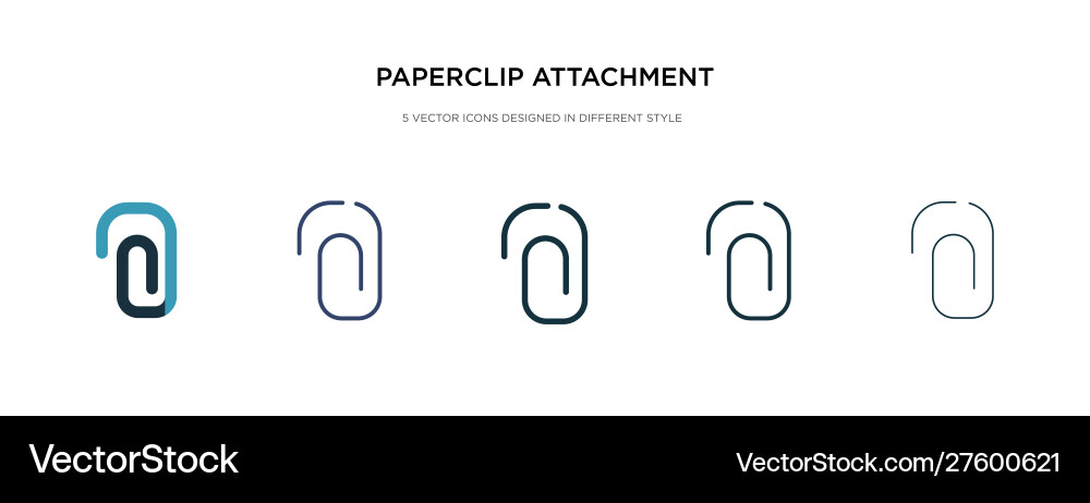 Paperclip attachment icon in different style two vector image