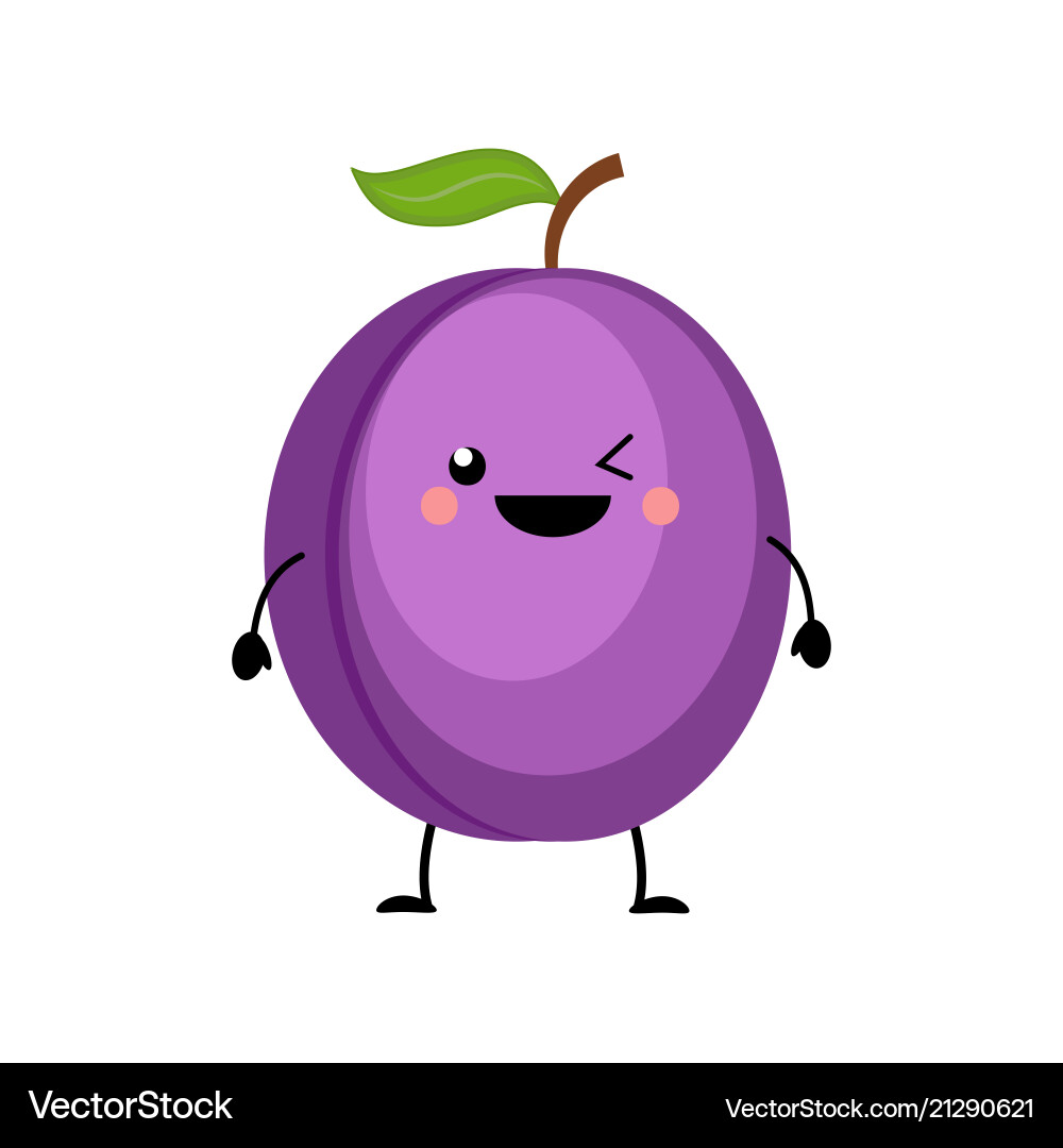 Plum in flat style isolated Plum in flat style isolated Vector Image