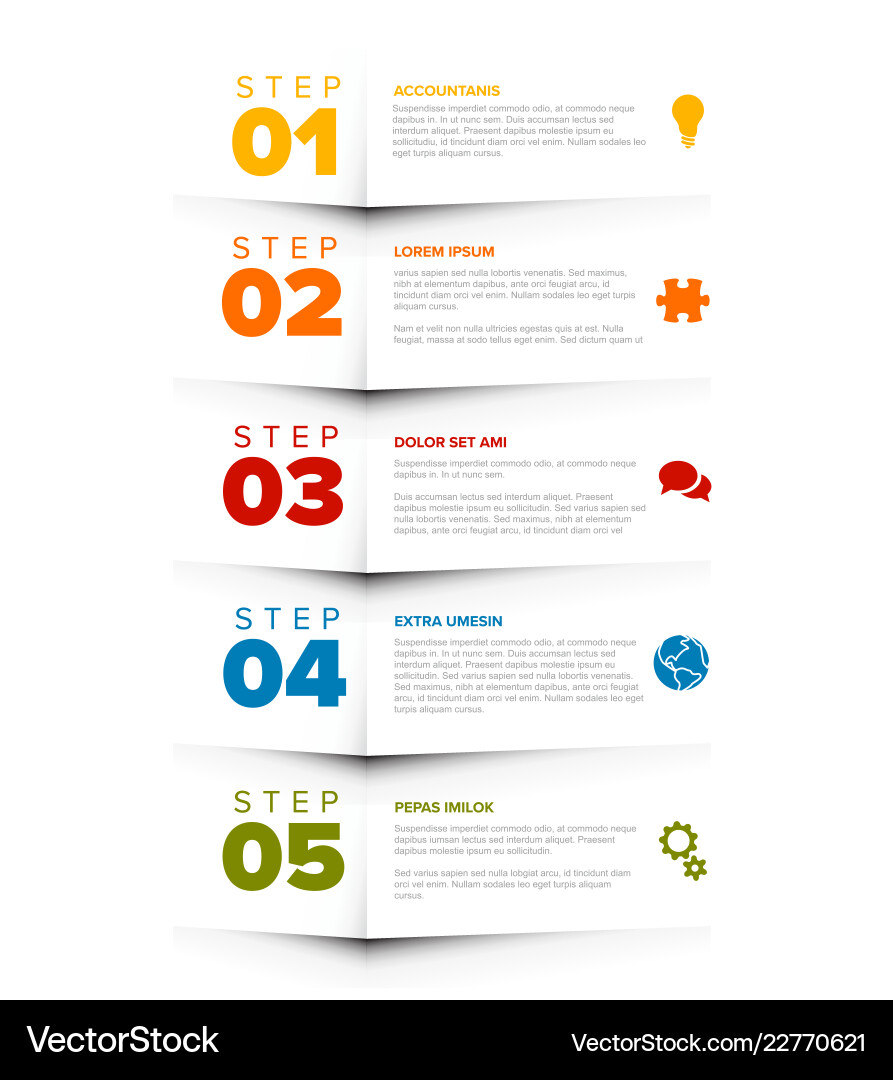 Progress five steps template Progress five steps template vector image