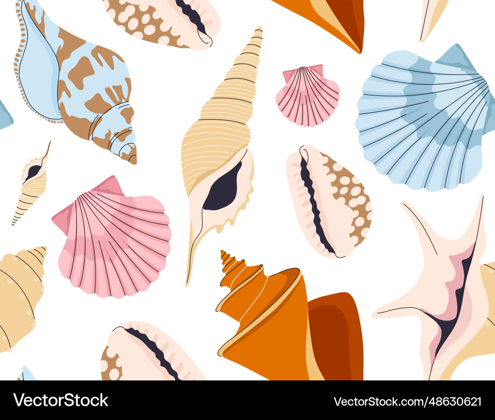 Seashells seamless pattern concept Seashells seamless pattern concept Vector Image