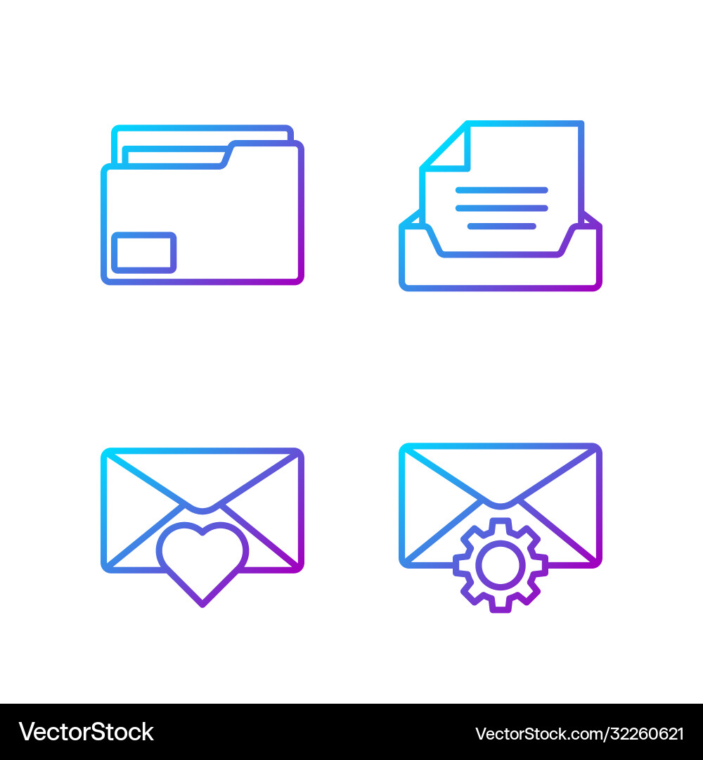 Set line envelope setting with valentine Vector Image