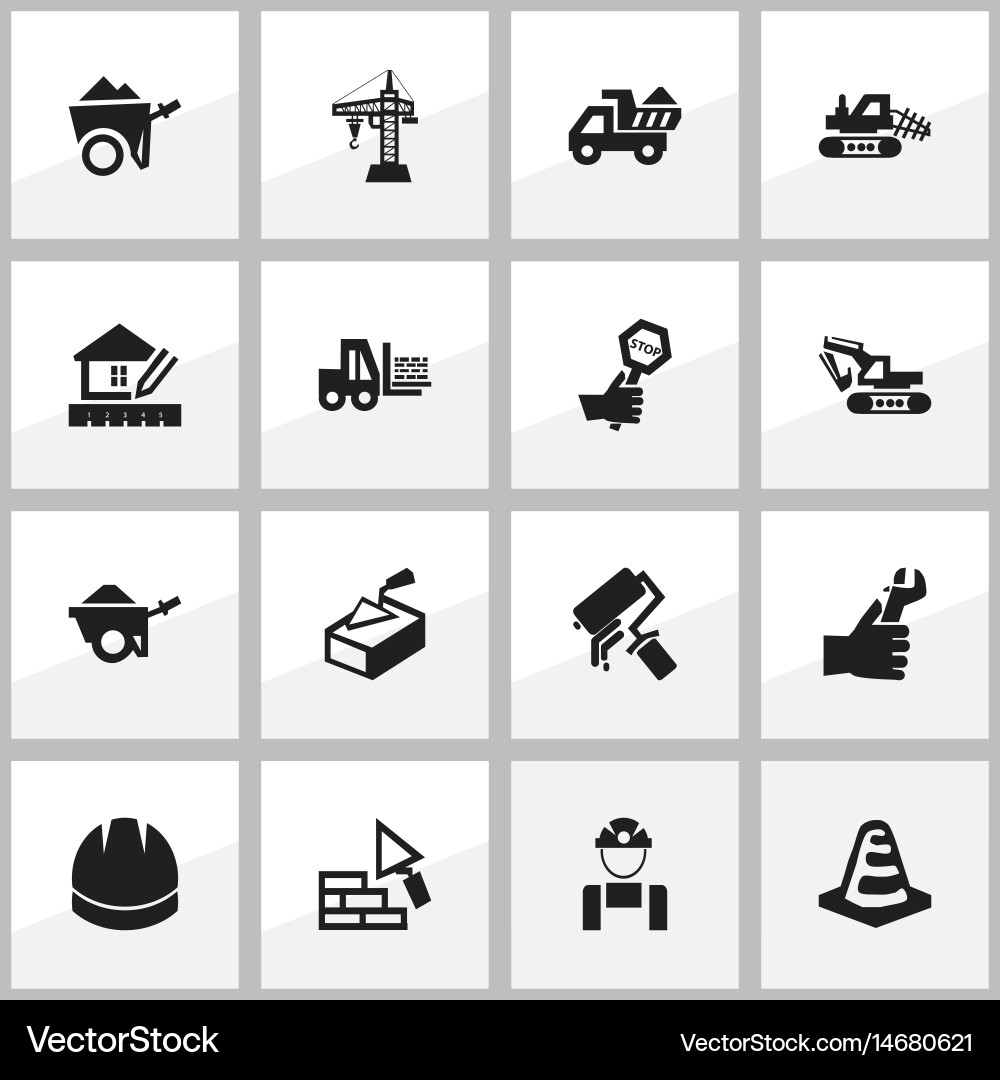 Set of 16 editable building icons includes vector image