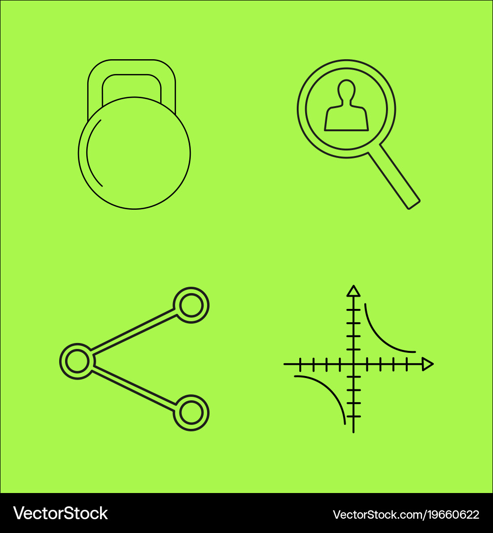 Basic content simple linear outline icon set vector image
