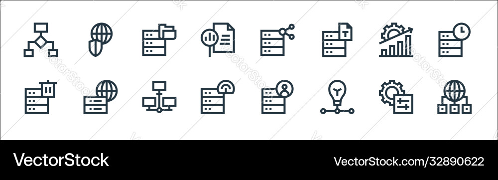 Big data line icons linear set quality Big data line icons linear set quality vector image