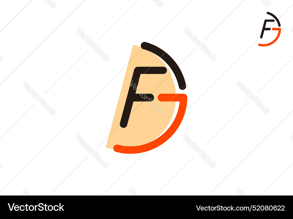 Buchstaben fj logo line art vektorbild