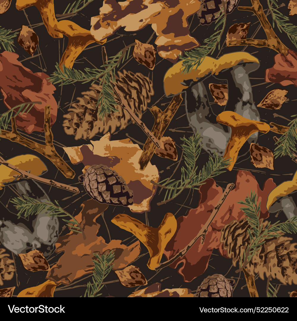 Camouflage pattern with forest nature objects Camouflage pattern with forest nature objects vector image