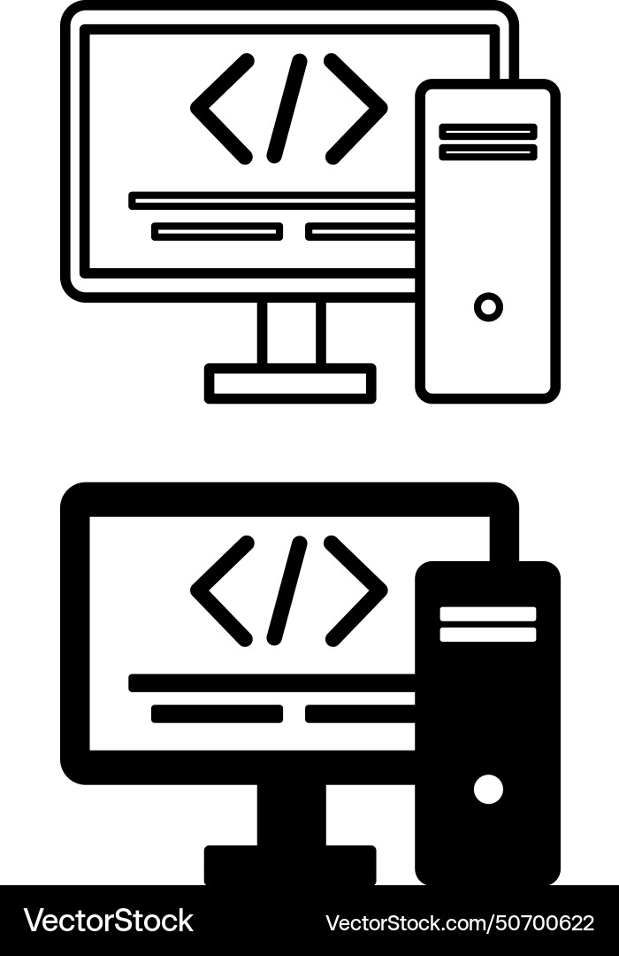 Coding icons black and white computer vector image