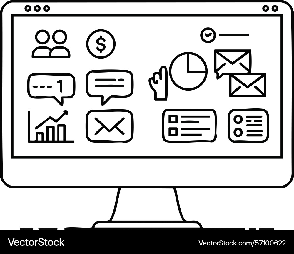 Computer monitor displaying business Vector Image