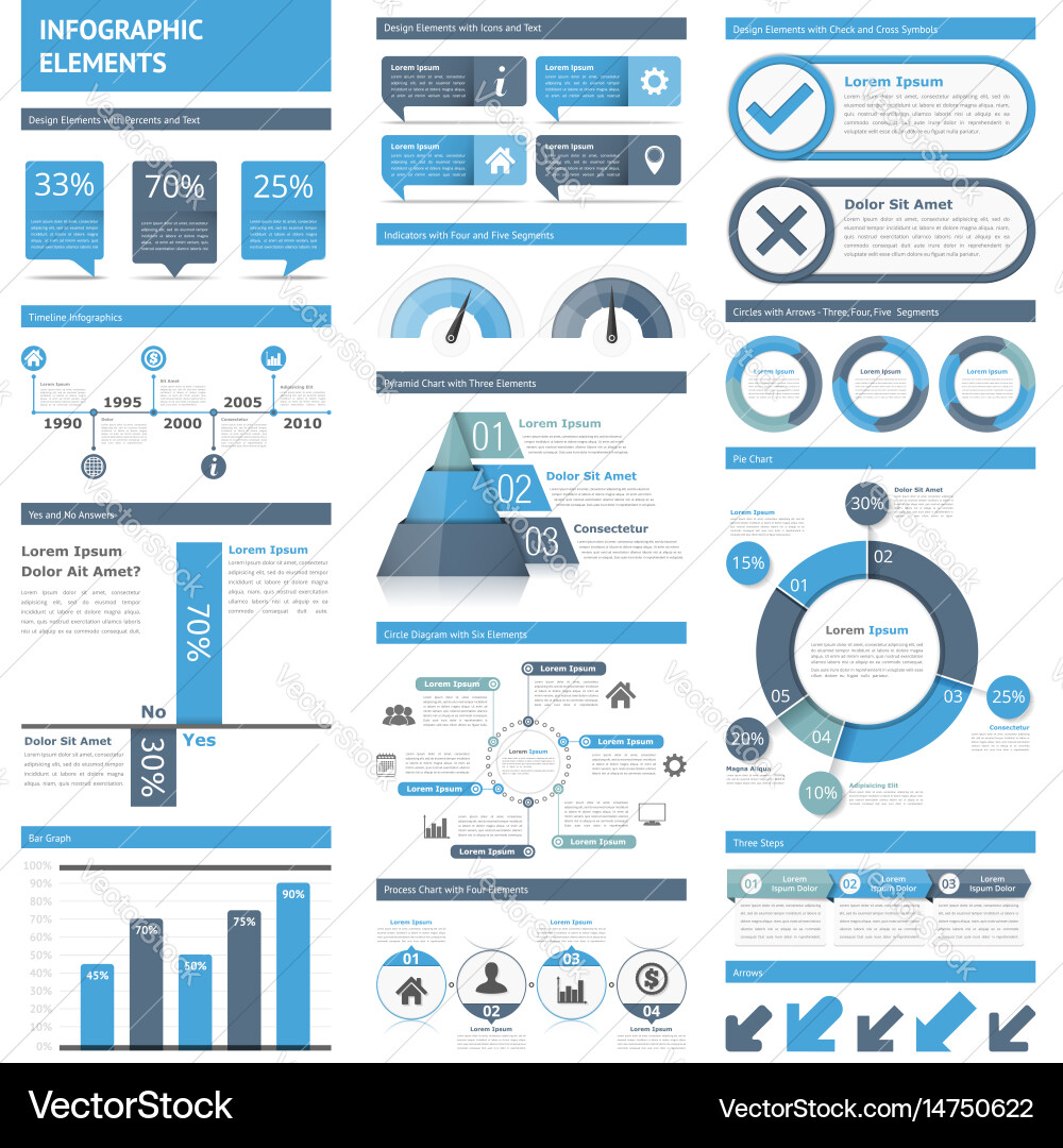 Data Charts and Graphs Elements vector image