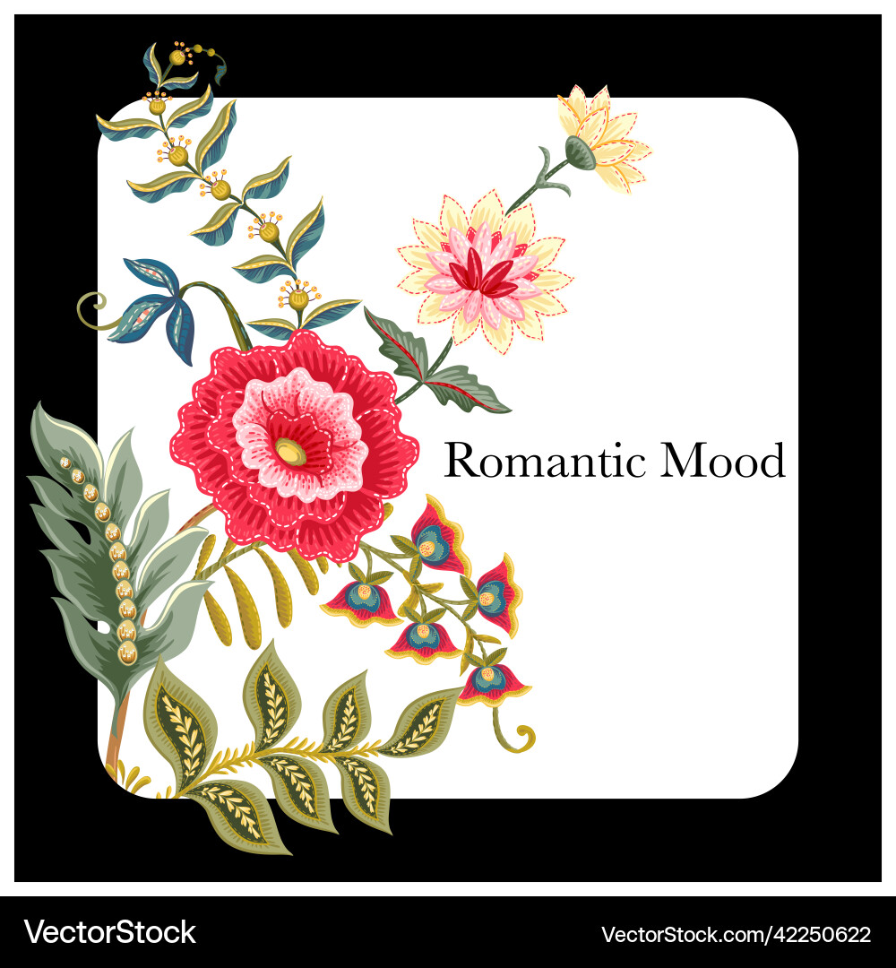 Fantasy flowers in retro vintage jacobean Fantasy flowers in retro vintage jacobean Vector Image