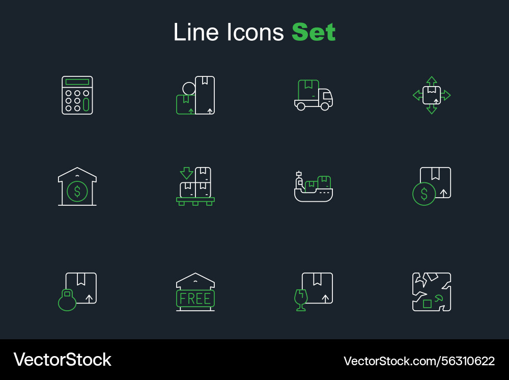 Fragile Cardboard Box Set Vector Image