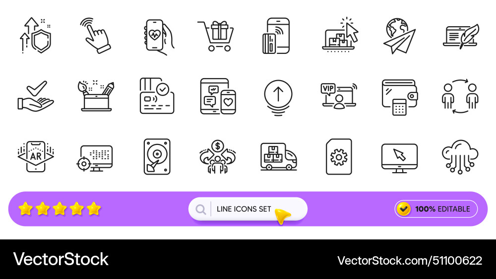 Internet contactless payment and cursor line vector image