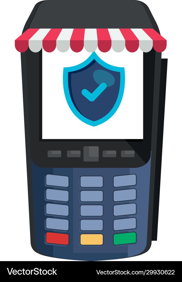 Isolated dataphone with tent and shield Vector Image