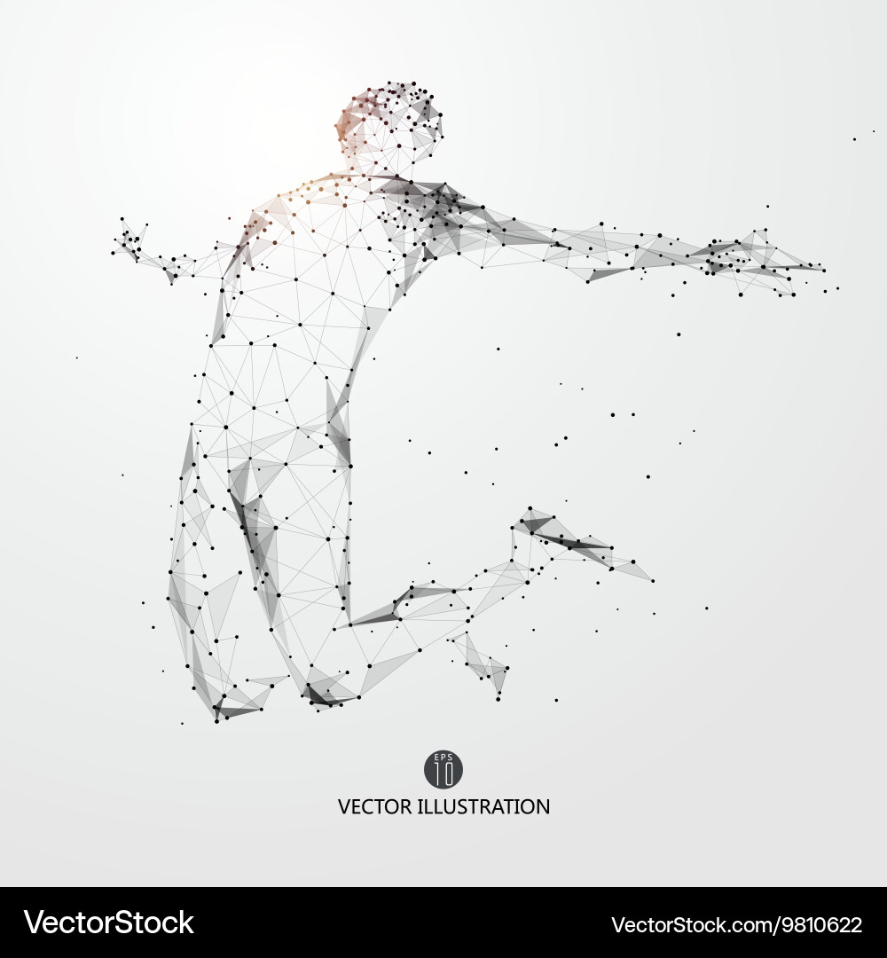 Jump man points lines and connected to form vector image