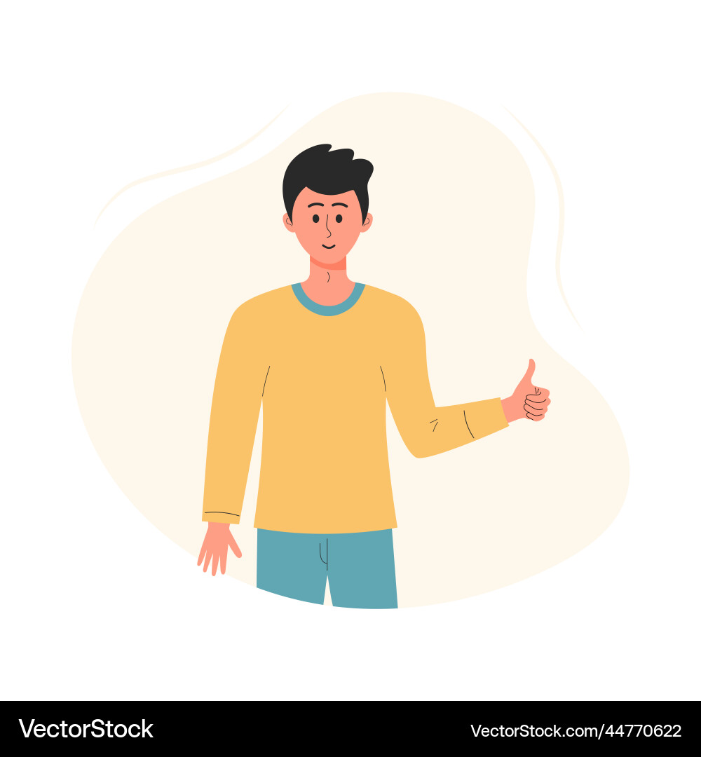Man with thumb up hand gesture maximum approval Man with thumb up hand gesture maximum approval vector image