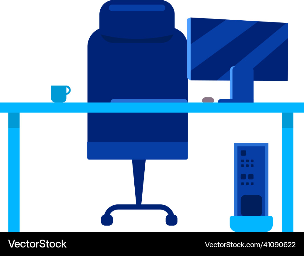 Office working place flat color object Office working place flat color object vector image