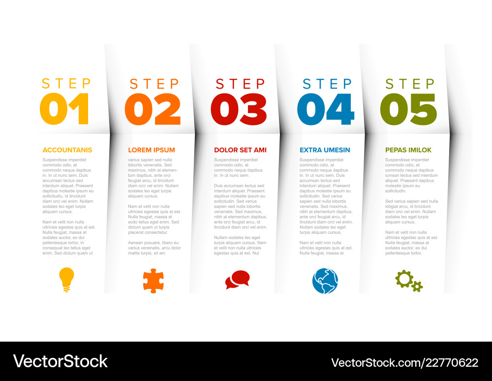 Progress five steps template Progress five steps template vector image
