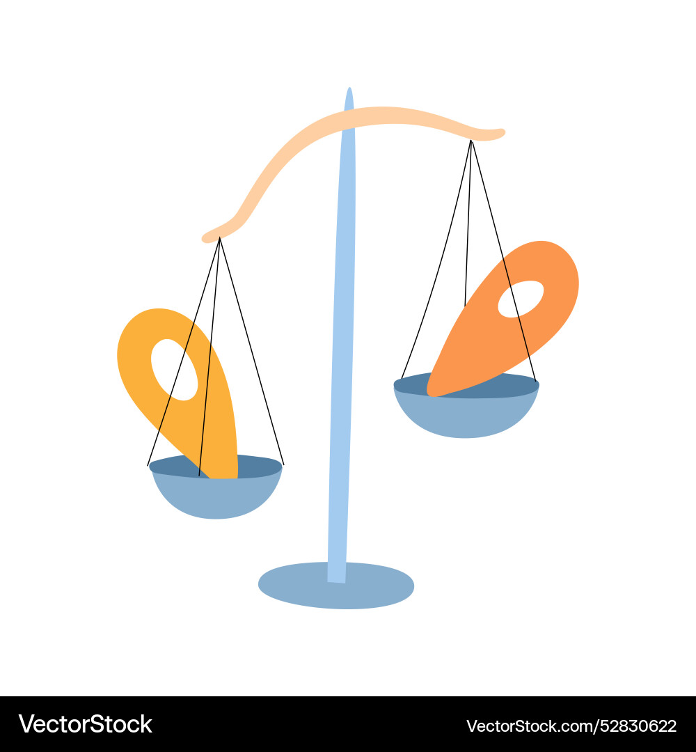 Scales with navigation map pointers on weights Vector Image