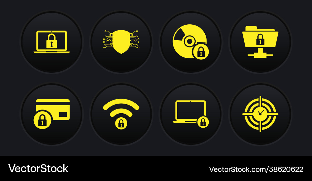 Set credit card with lock ftp folder and wifi Set credit card with lock ftp folder and wifi vector image