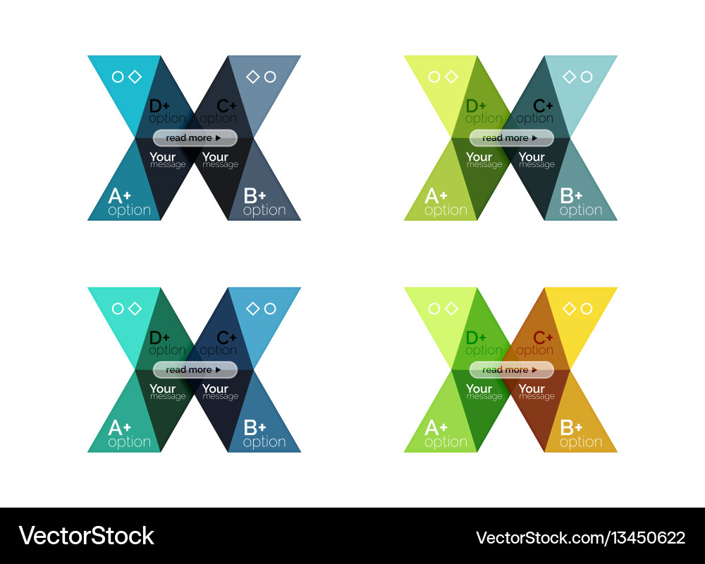 Set of color abstract arrow option infographic Set of color abstract arrow option infographic vector image
