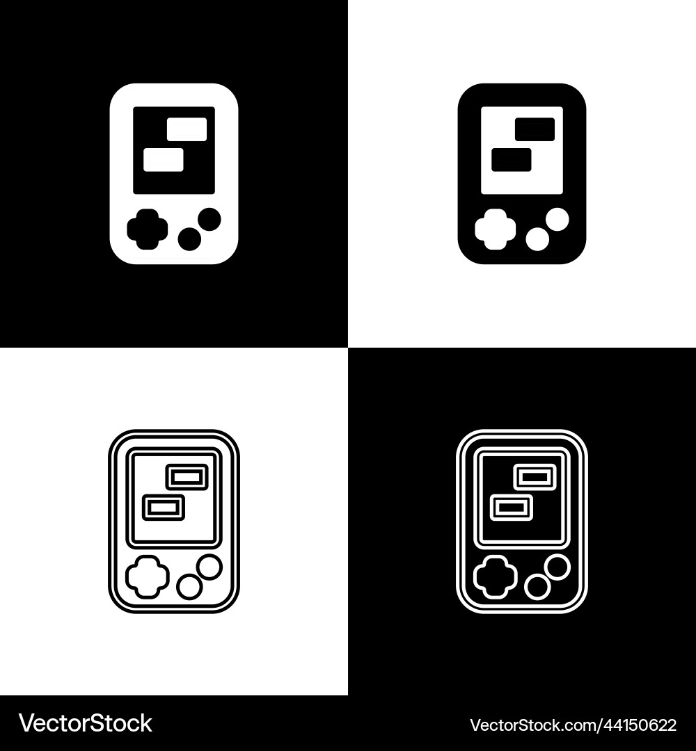 Set portable tetris electronic game icon isolated Vector Image