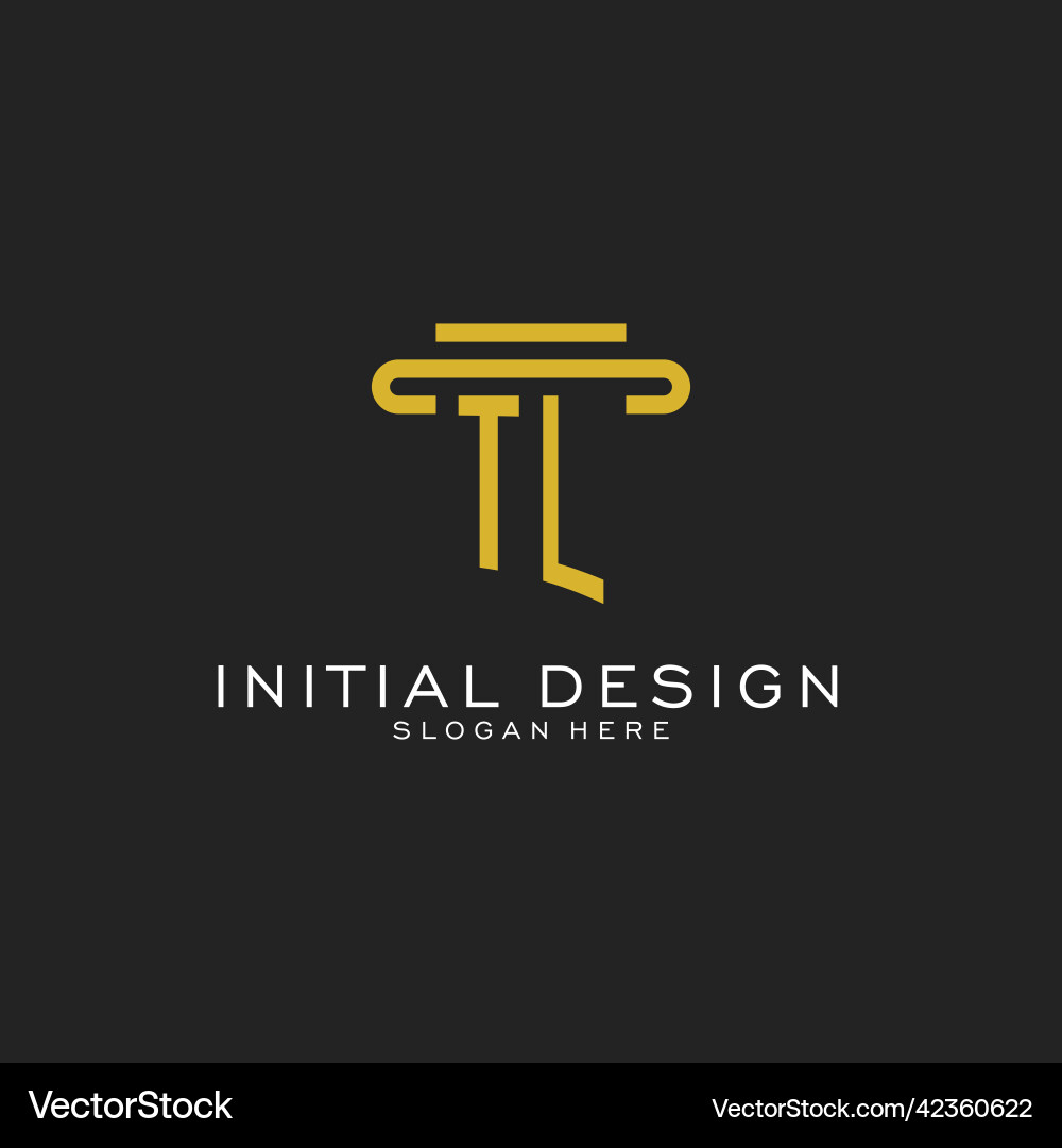 Tl initial logo with simple pillar style design Tl initial logo with simple pillar style design Vector Image