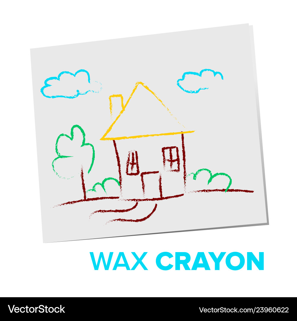 Wax crayon child drawing my house family