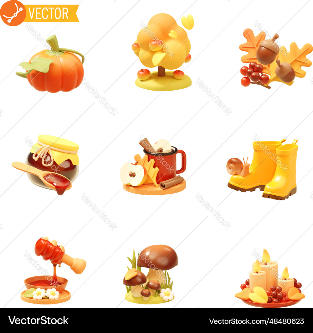 Autumn Icon Set - Fall Elements Vector Image
