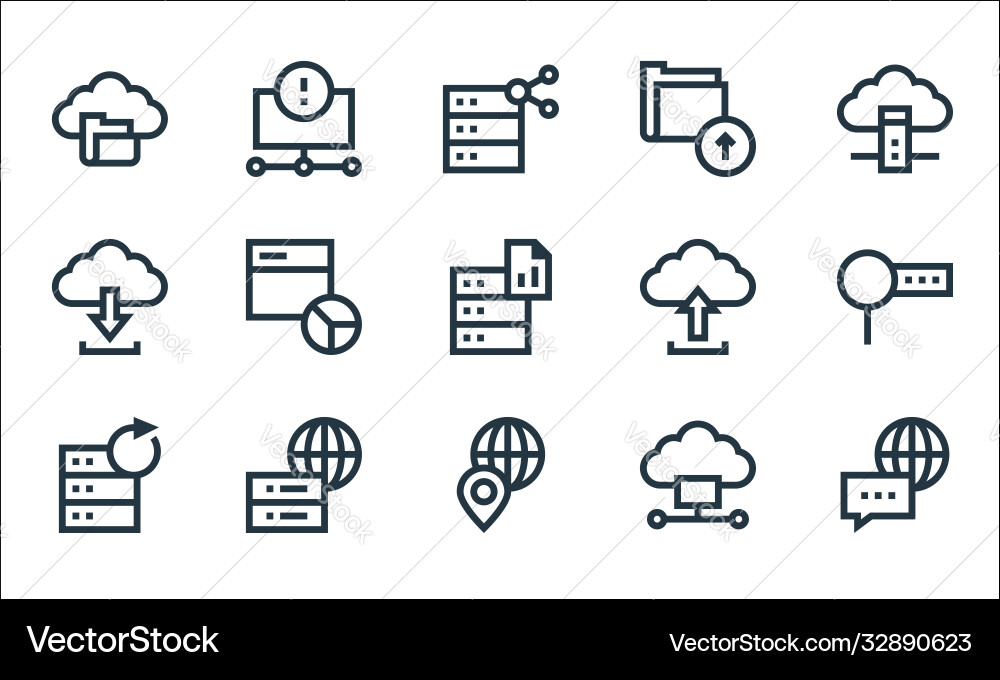 Big data line icons linear set quality Big data line icons linear set quality Vector Image