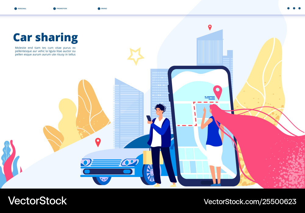 Carsharing landing carpooling travel multiple Carsharing landing carpooling travel multiple vector image