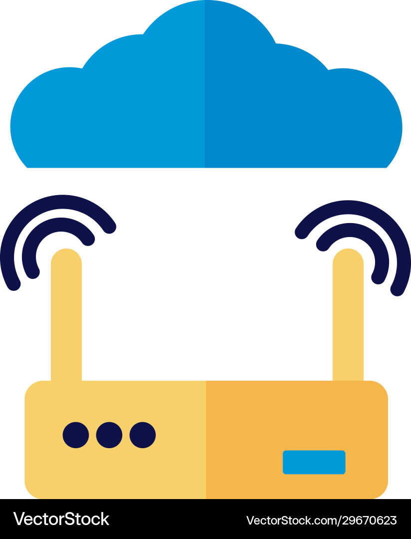 Cloud computing with router flat style Vector Image