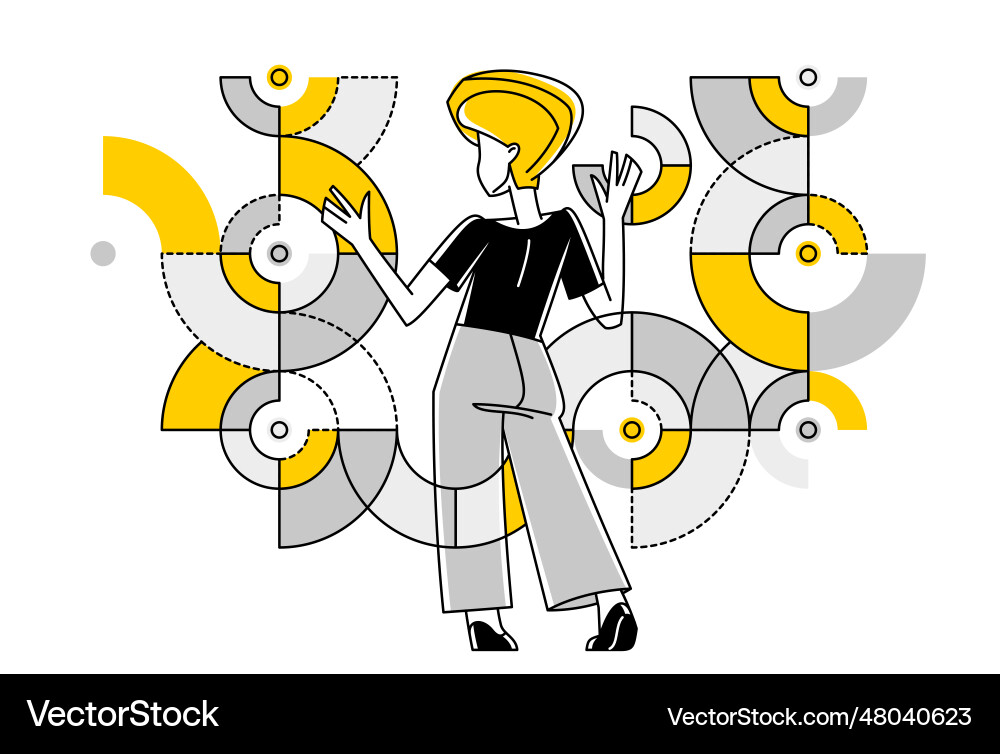 Creative worker doing some job and creating Vector Image