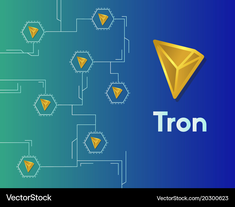 Cryptocurrency tron blockchain circuit networking Vector Image