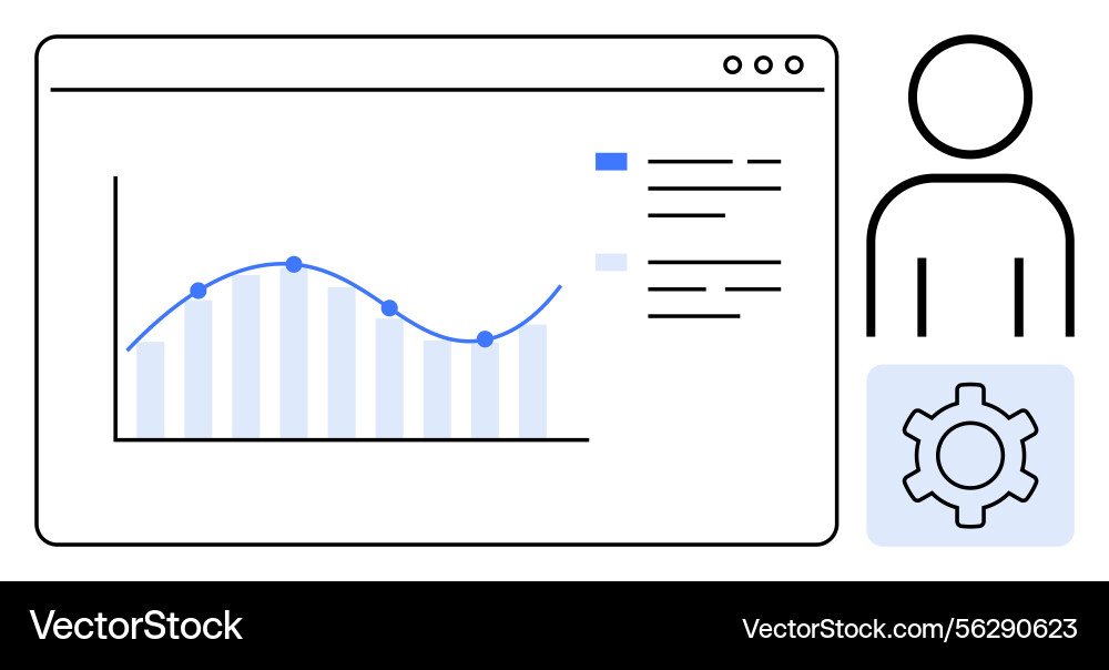 Data analysis dashboard with line graph and user Data analysis dashboard with line graph and user Vector Image