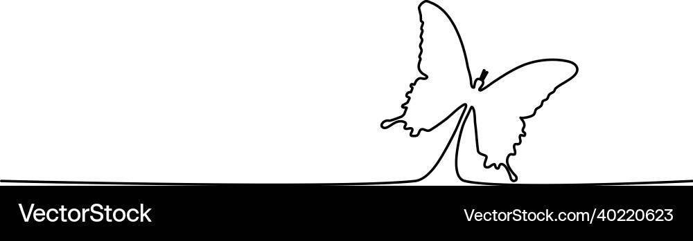 Draw a continuous line of butterflies beautiful Vector Image