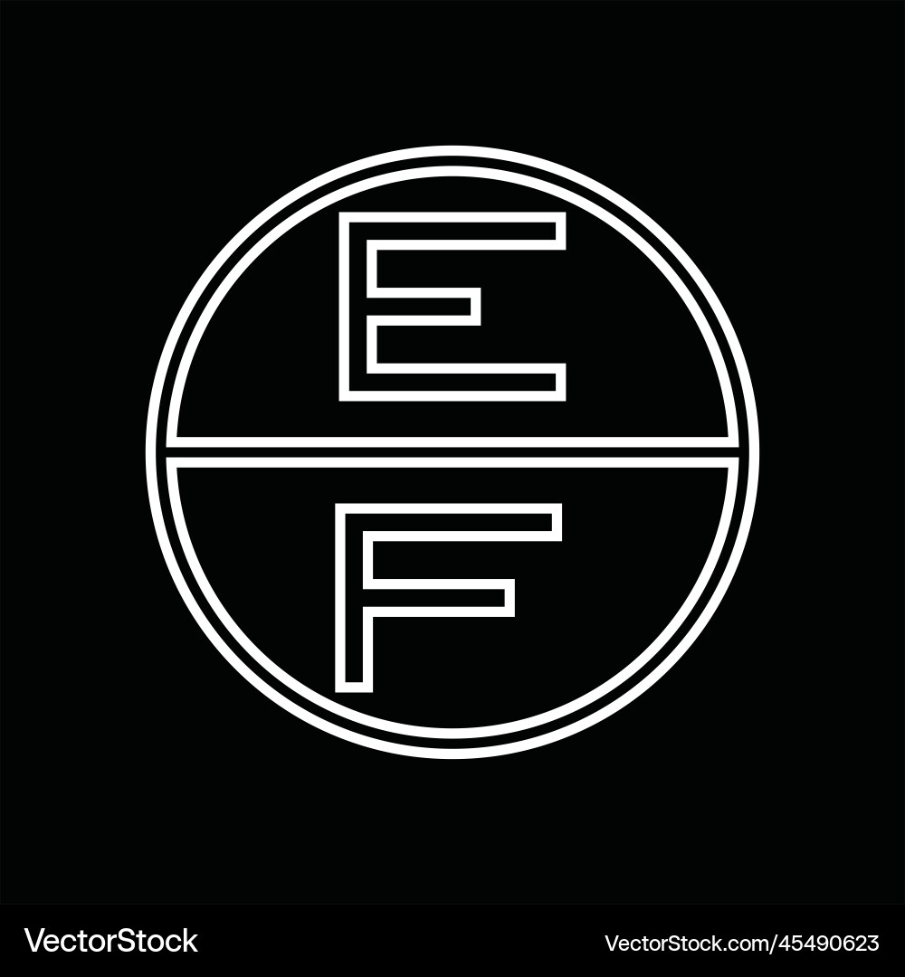 Fe logo monogram abstract inside circle stripe vector image