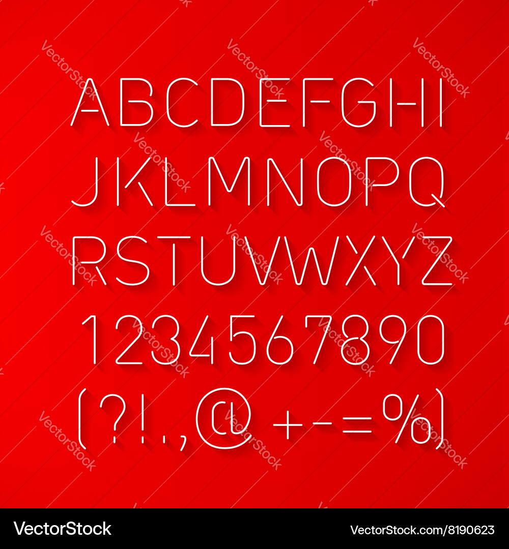 Font thin lines with shadow vector image