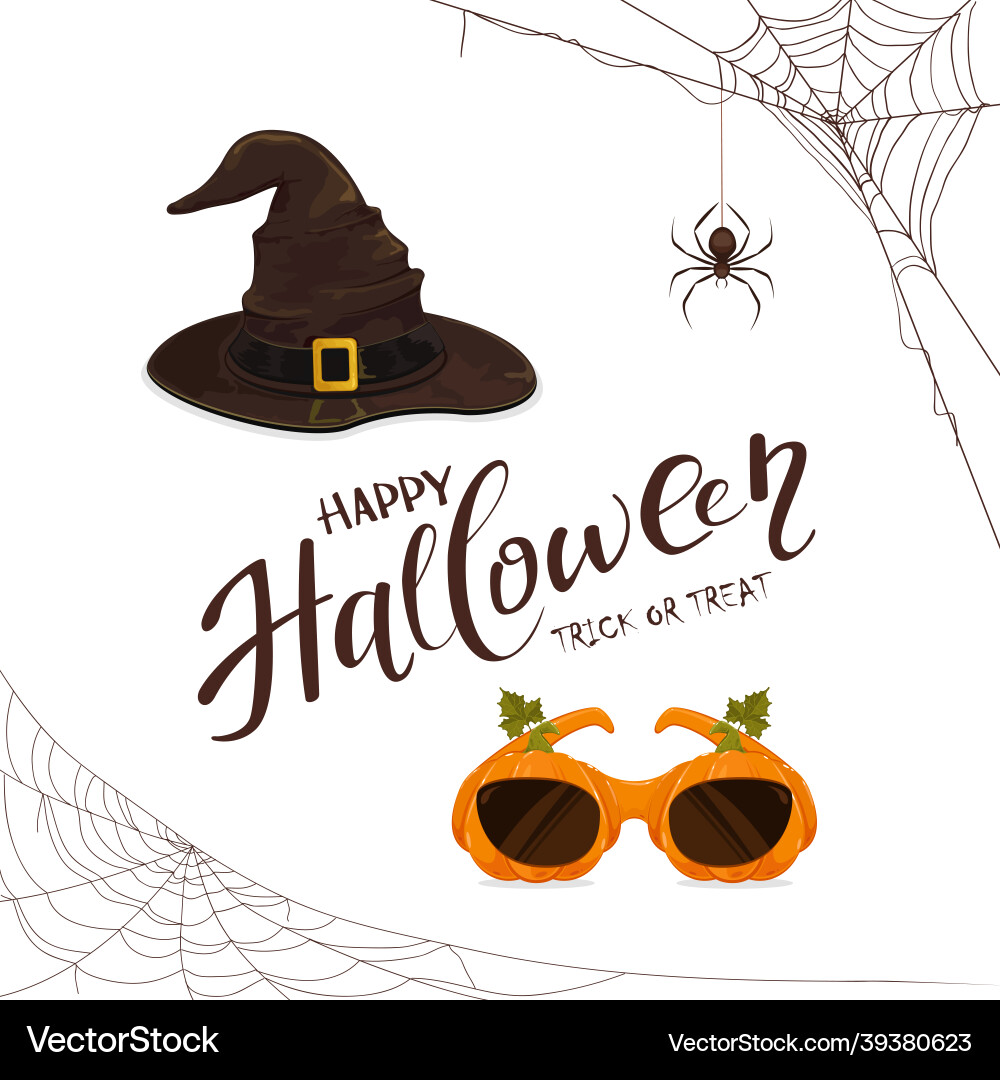 Halloween Kürbisbrille und Hexenhut Halloween Kürbisbrille und Hexenhut vektorbild