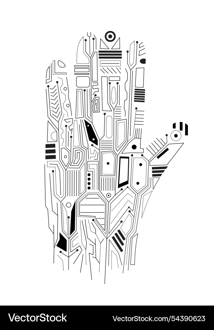 Hand computer board circuit and scheme Vector Image