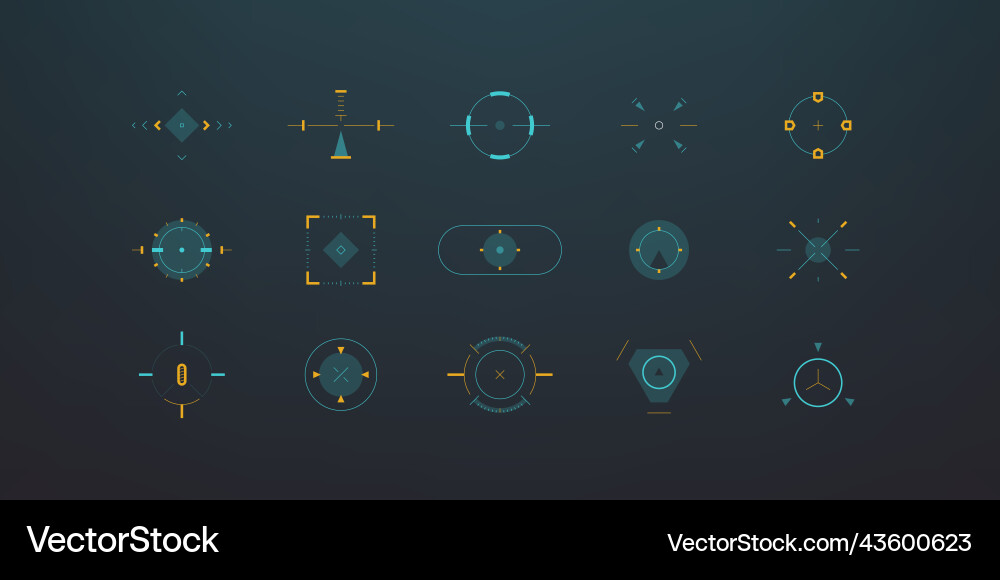 Hud aim control frames sniper round square Hud aim control frames sniper round square vector image