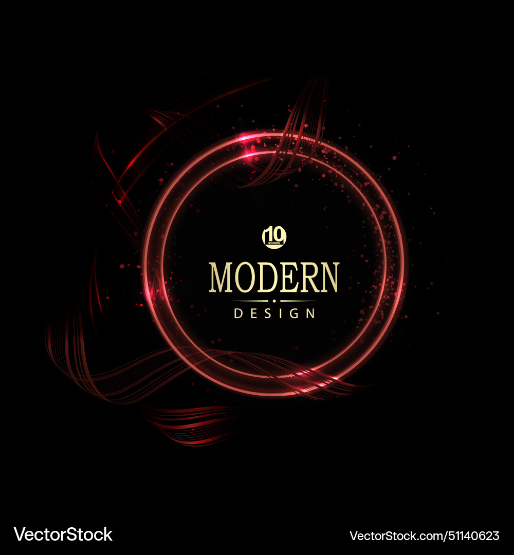 Isolated red round frame with ribbons and tinsel Vector Image