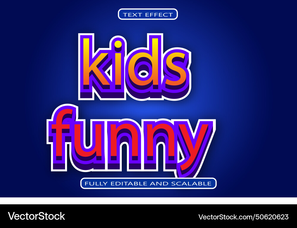Kids Funny Editable Text Effect 3 Dimension Vector Image