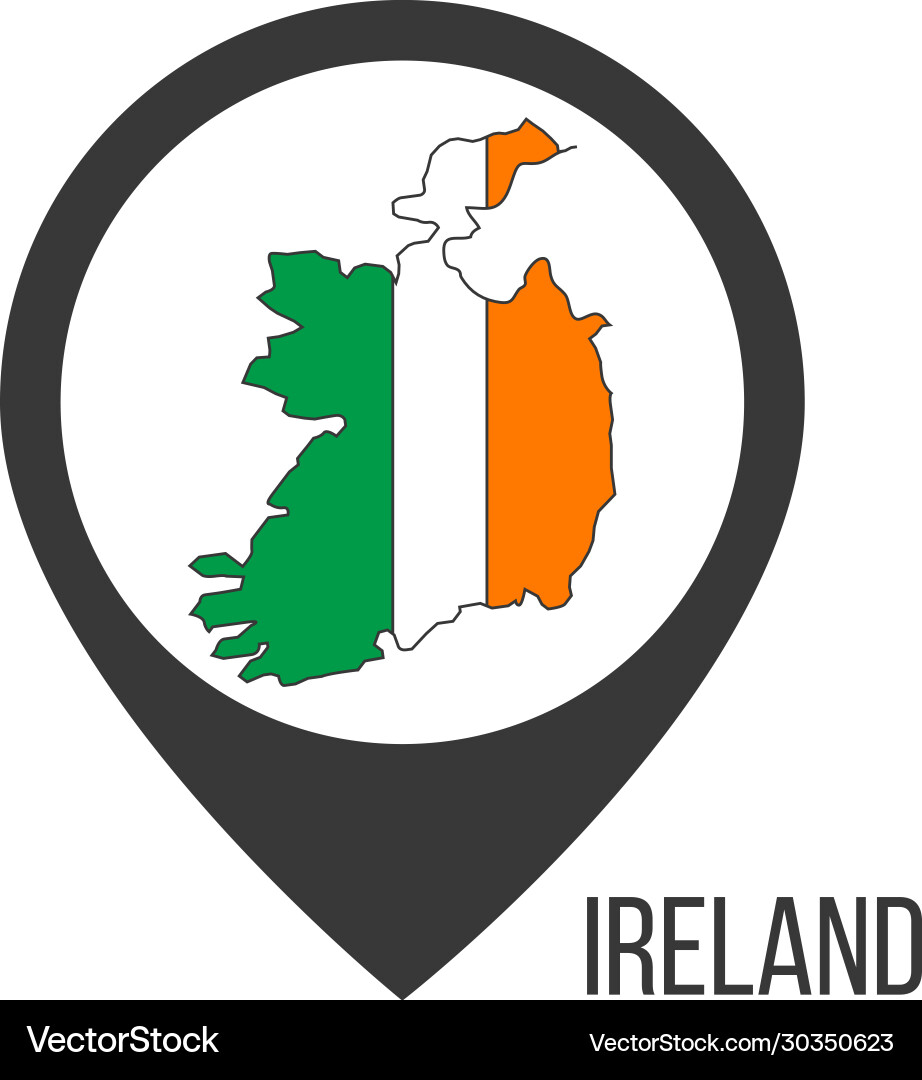 Map pointers with contry ireland flag Vector Image